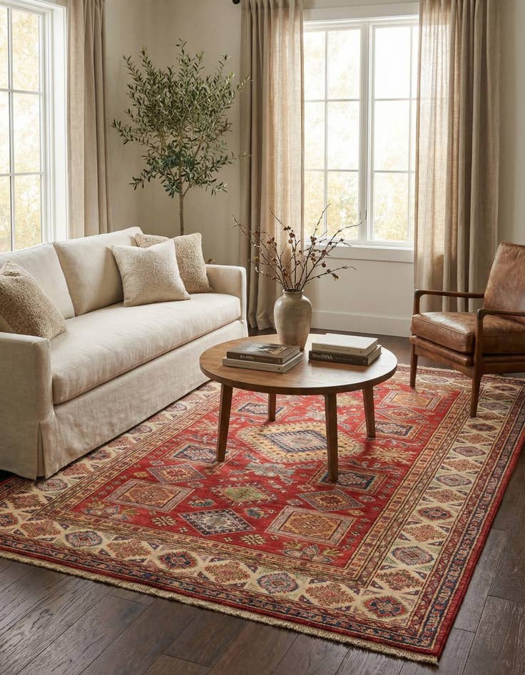 Detail image of 4' 11 x 6' 7  Hand Knotted Kazak Oriental Rug