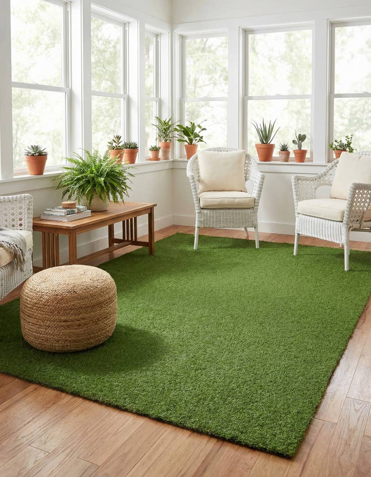 Detail image of 9' x 12' Easy-Clean Grass Indoor / Outdoor Rug