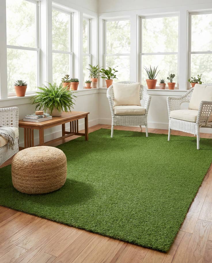Detail image of 9' x 12' Easy-Clean Grass Indoor / Outdoor Rug