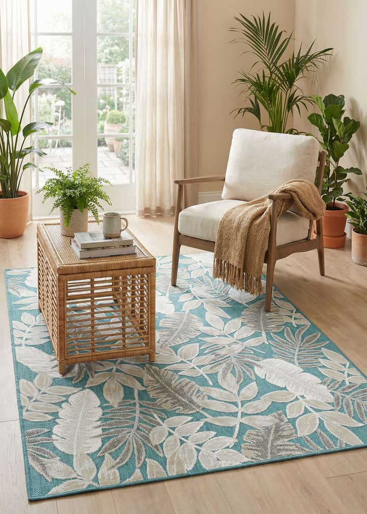 4' 5 x 6' Easy-Clean Botanical Indoor / Outdoor Rug