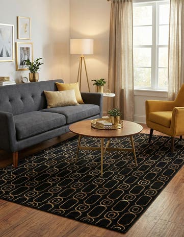 Black and Gold Vogue Geo Rug