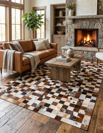 5' x 8' Cowhide Leather Rug