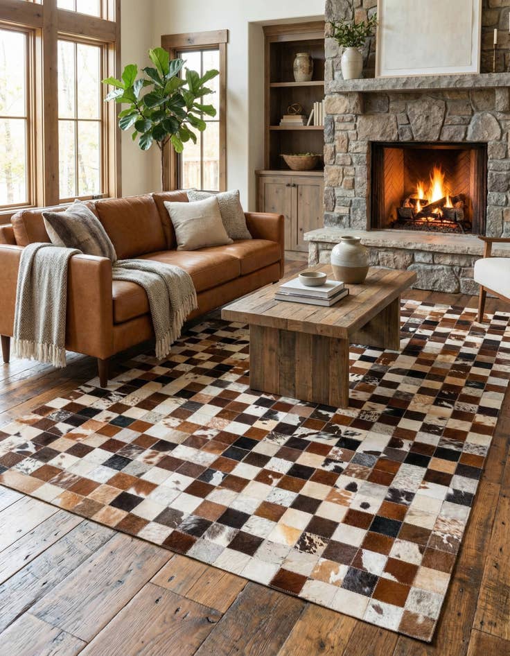 Detail image of 5' x 8' Cowhide Leather Rug