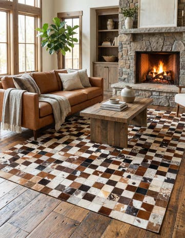 5' x 8' Cowhide Leather Rug