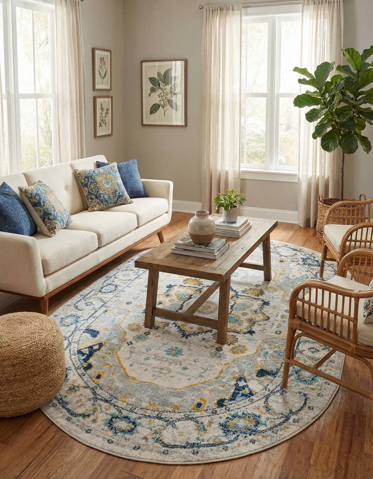 Detail image of 5' 3 x 8' Madeline Vintage Oval Rug