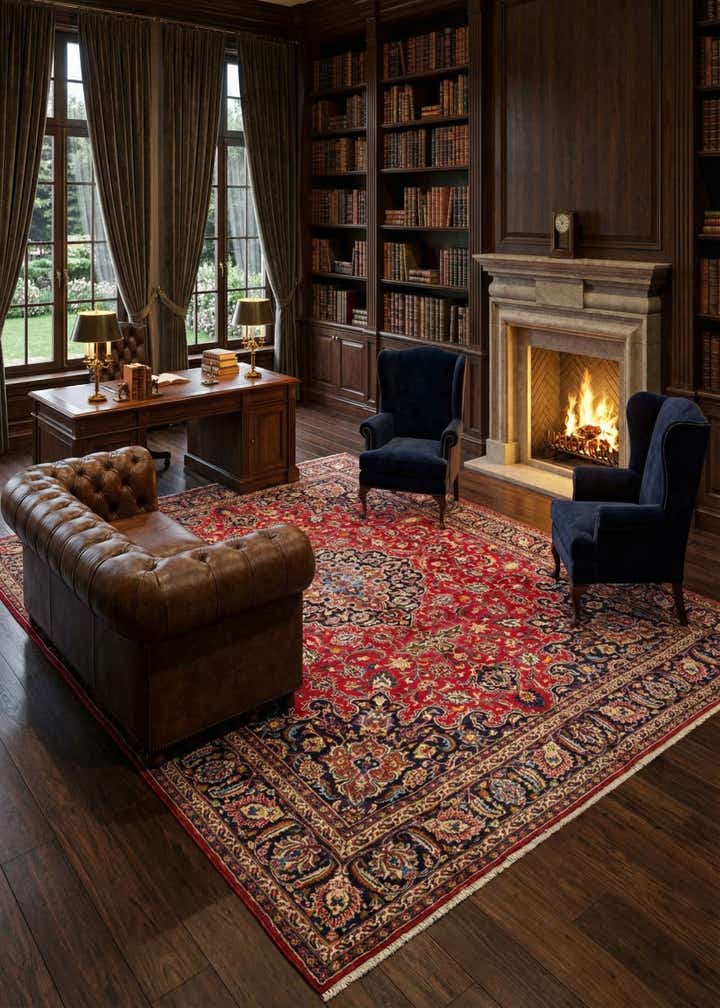 9' 6 x 12' 7 Hand Knotted Mashad Persian Wool Rug