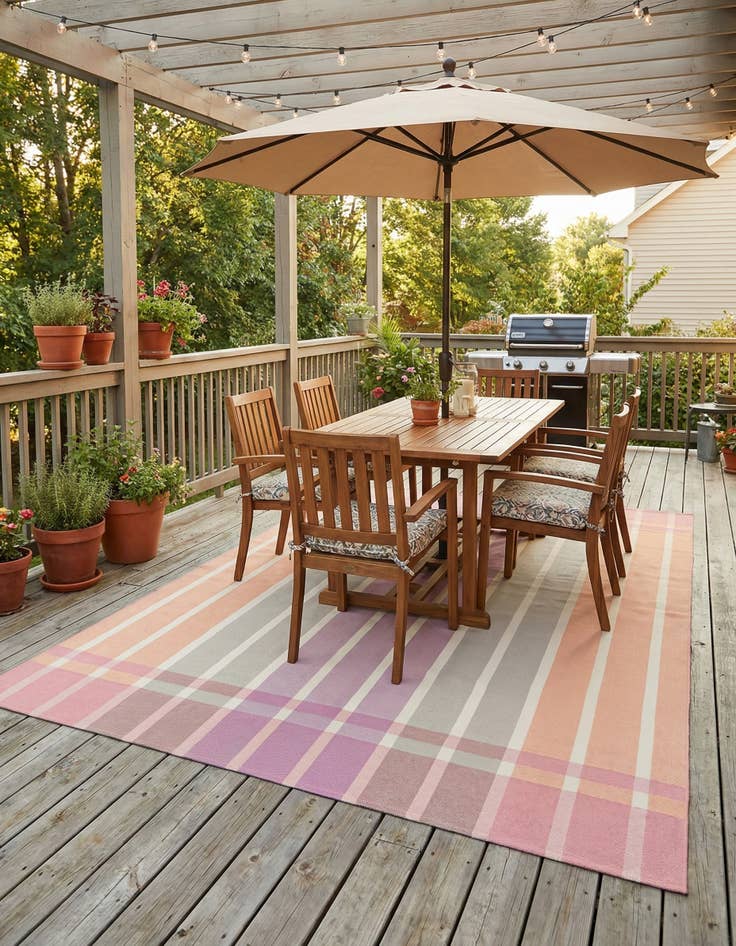 Detail image of 6' x 9'  Washable Striped Indoor / Outdoor Rug
