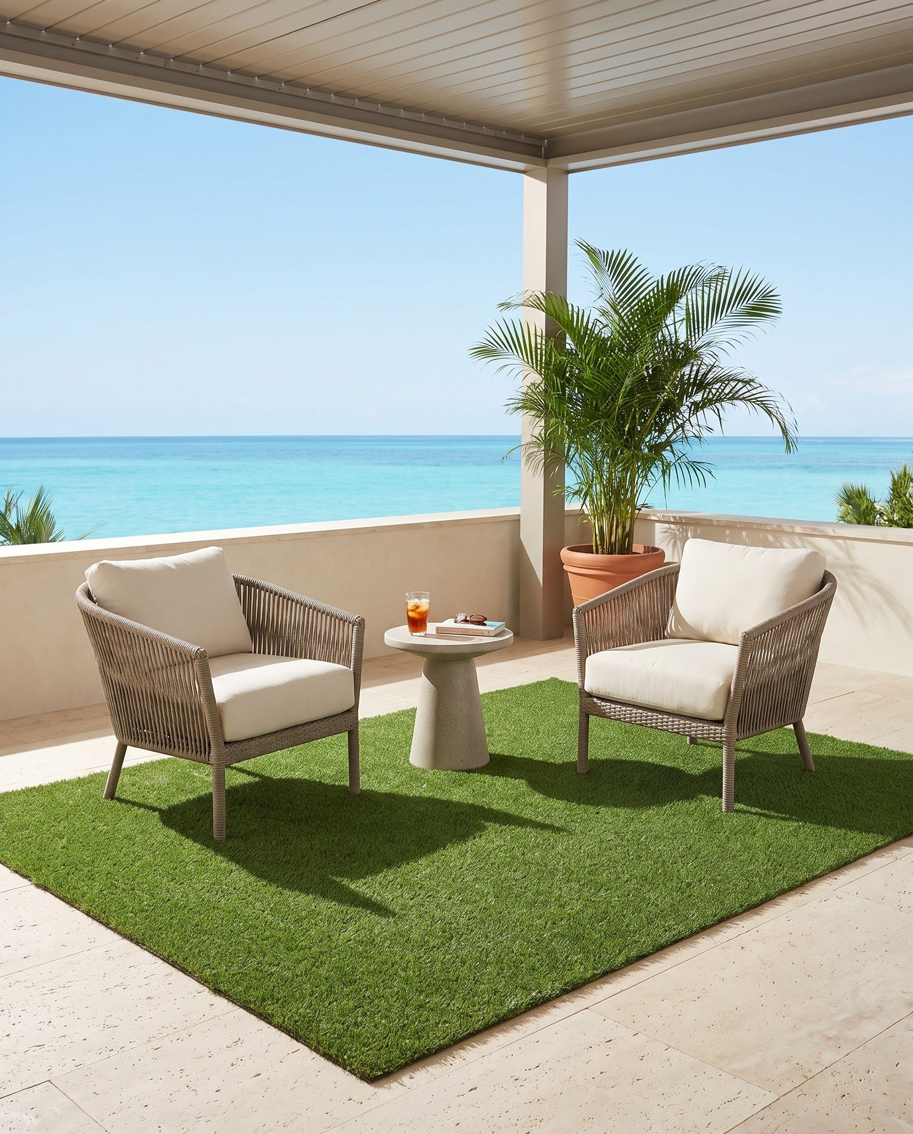 5' x 8' Easy-Clean Grass Indoor / Outdoor Rug