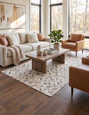 4' 7 x 6' 7 Cowhide Stocks Rug