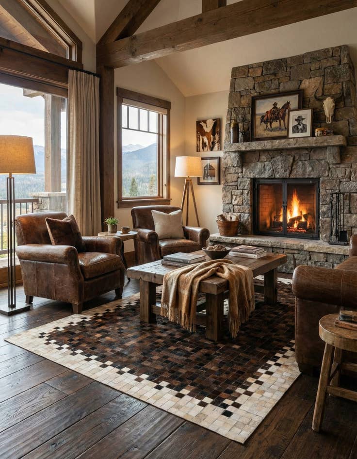 Detail image of 5' 2 x 7' 11 Cowhide Stocks Rug