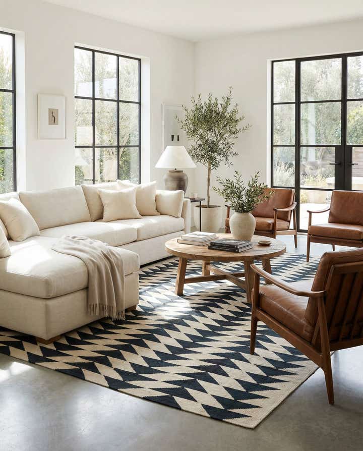 6' 9 x 9' 6 Hand Woven Kilim Modern Wool Rug