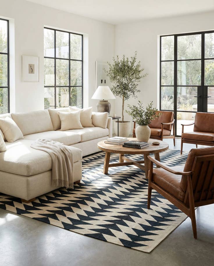 Detail image of 6' 9 x 9' 6 Hand Woven Kilim Modern Wool Rug