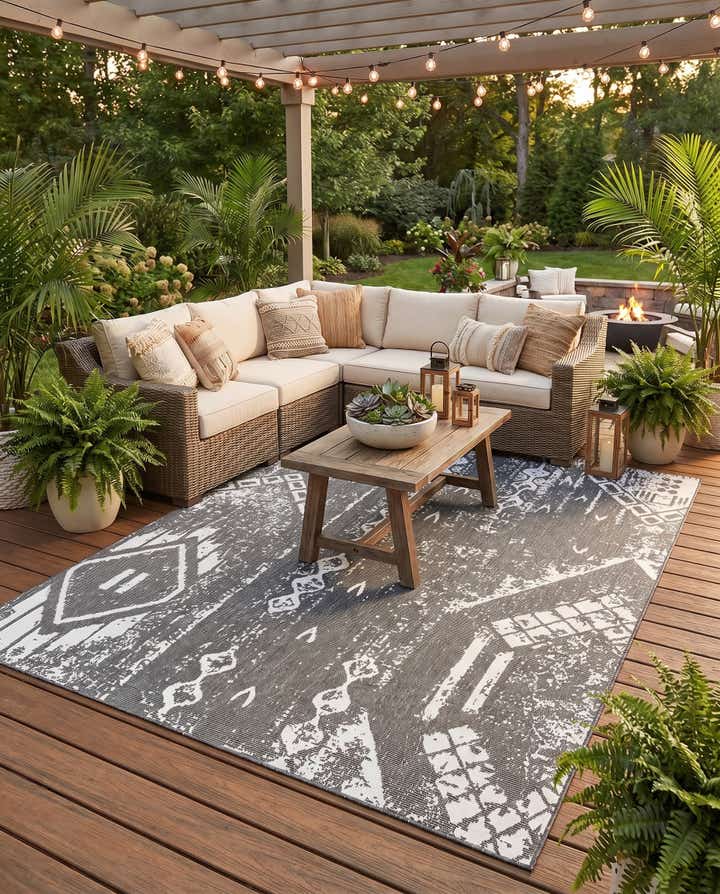 10' x 13' Easy-Clean Bohemian Indoor / Outdoor Rug