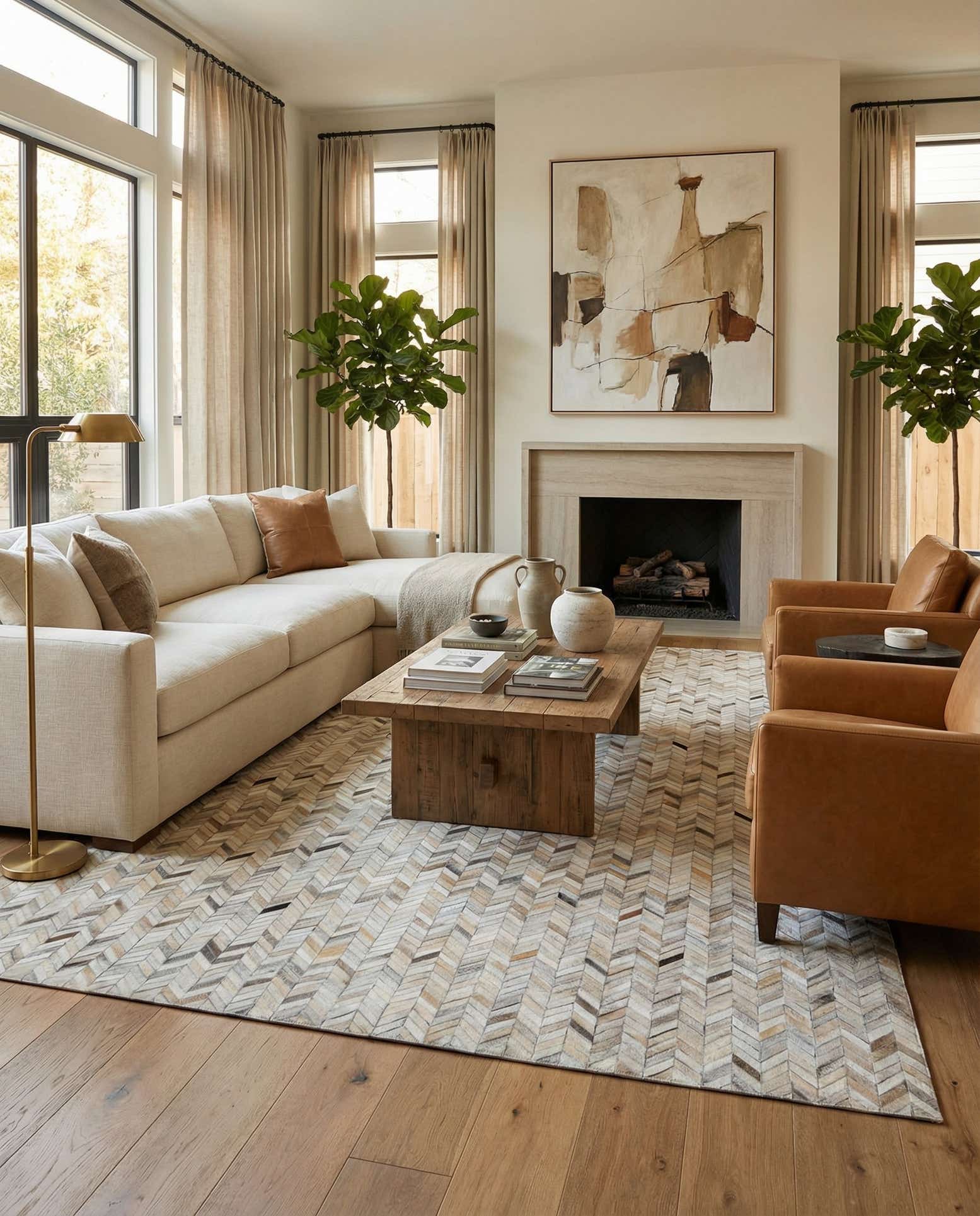 8' 1 x 9' 10 Cowhide Leather Rug