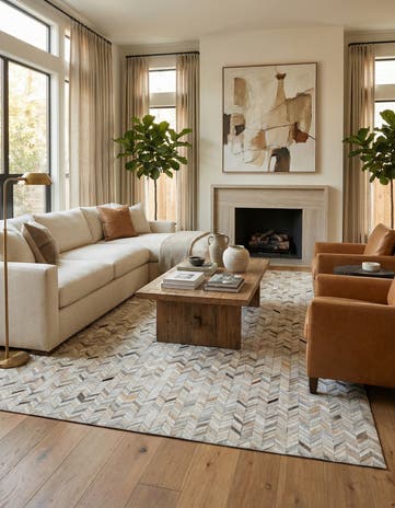 8' 1 x 9' 10 Cowhide Leather Rug