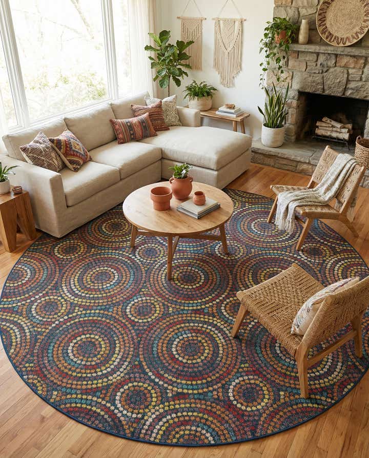 10' x 10' Easy-Clean Baja Indoor / Outdoor Round Rug