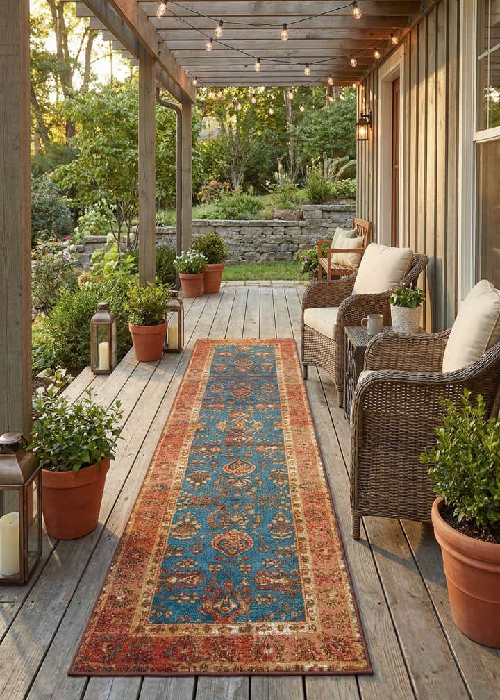 2' 7 x 10' Easy-Clean Traditional Indoor / Outdoor Runner Rug
