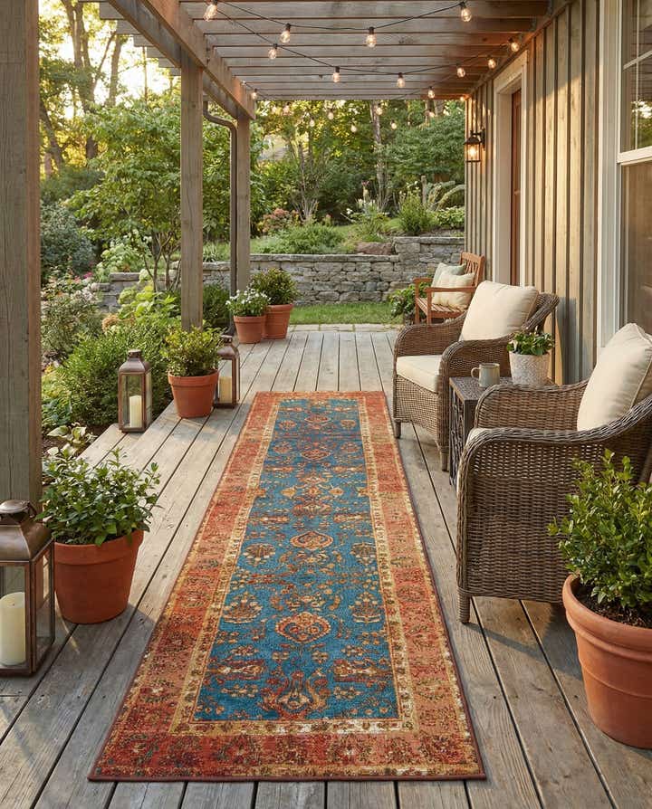 2' 7 x 10' Easy-Clean Traditional Indoor / Outdoor Runner Rug