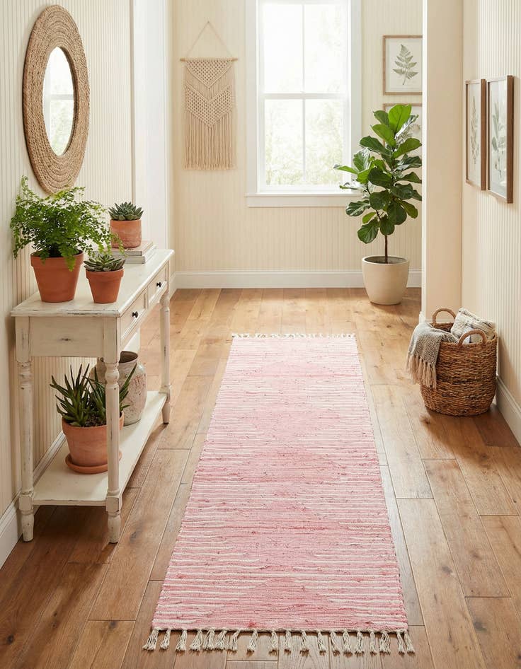 Detail image of  2' 7 x 10'  Hand Woven Chindi Cotton Runner Rug