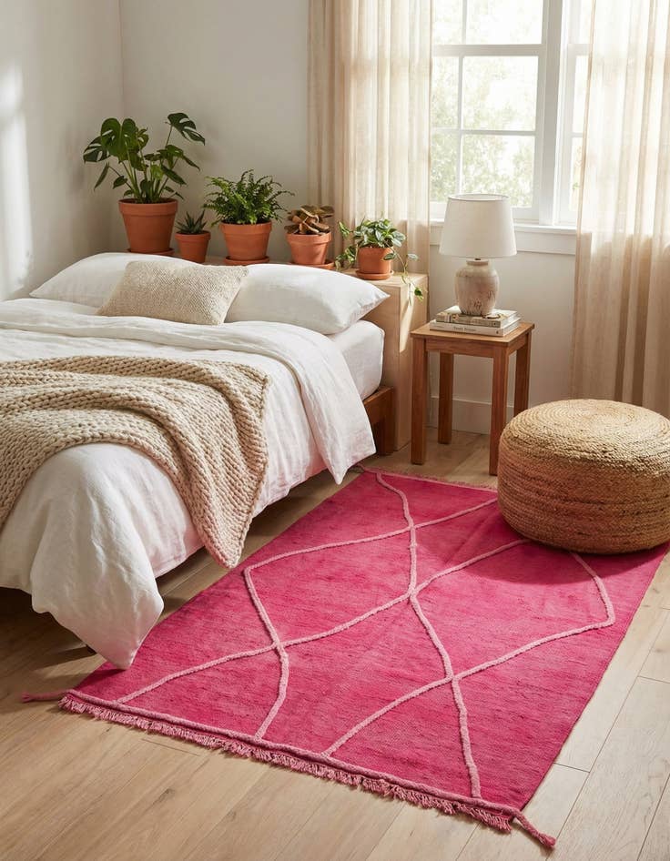 Detail image of 4' 1 x 6'  Hand Knotted Moroccan Wool Rug