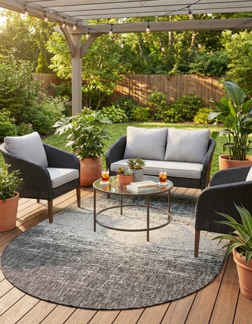 5' 3 x 8' Easy-Clean Modern Indoor / Outdoor Oval Rug