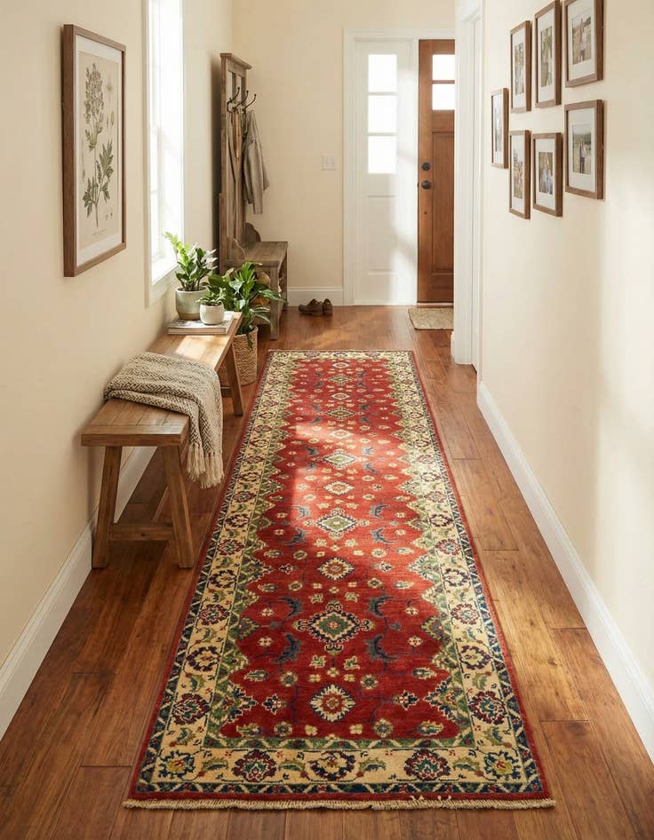 Detail image of  2' 8 x 9' 9  Hand Knotted Kazak Runner Rug