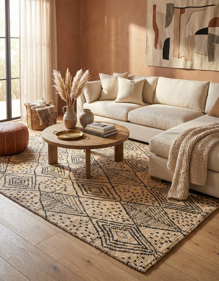 Detail image of  5' 9 x 7' 5  Hand Knotted Moroccan Wool Rug