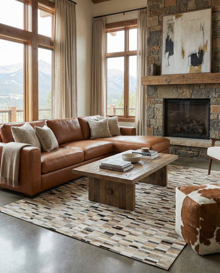 Detail image of 5' 2 x 7' 11 Cowhide - Patchwork Rug