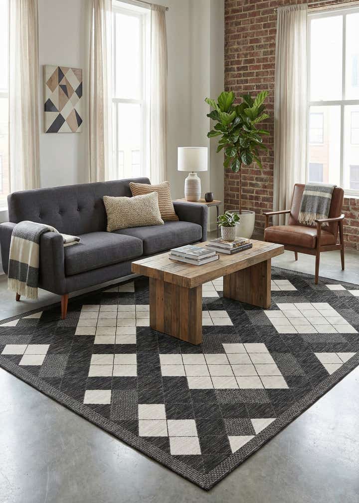 7' 10 x 10' Easy-Clean Modern Indoor / Outdoor Rug