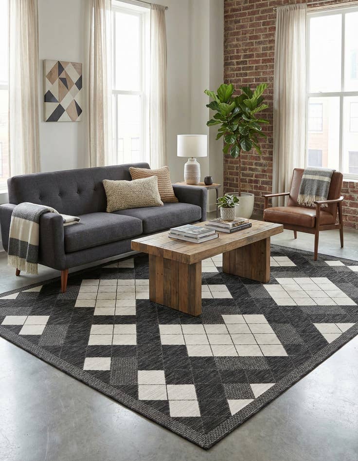 Detail image of 7' 10 x 10' Easy-Clean Modern Indoor / Outdoor Rug