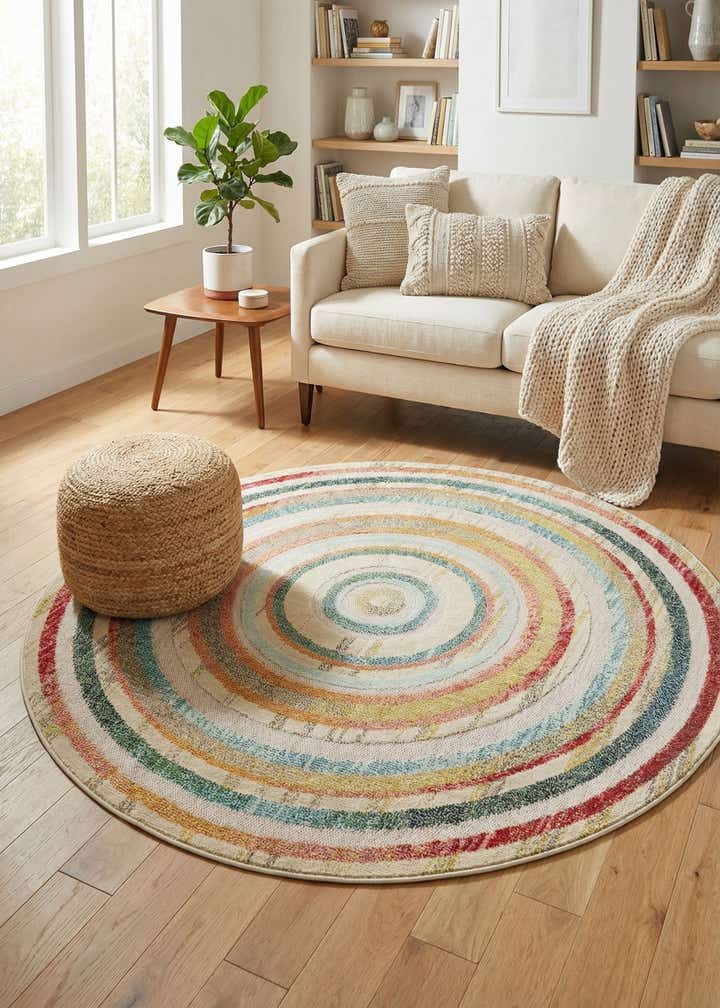 6' x 6' Easy-Clean Casablanca Indoor / Outdoor Round Rug