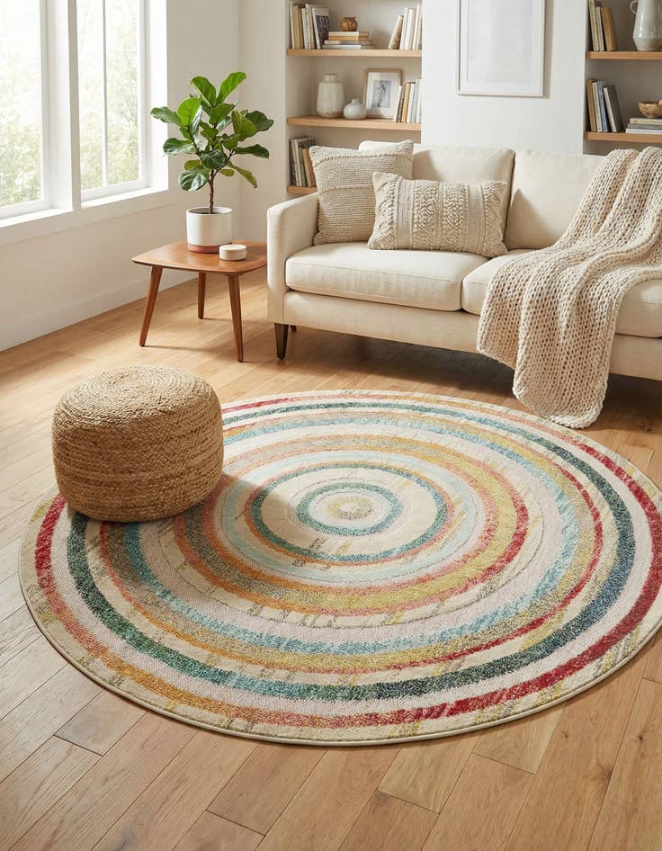 Detail image of 6' x 6' Easy-Clean Casablanca Indoor / Outdoor Round Rug