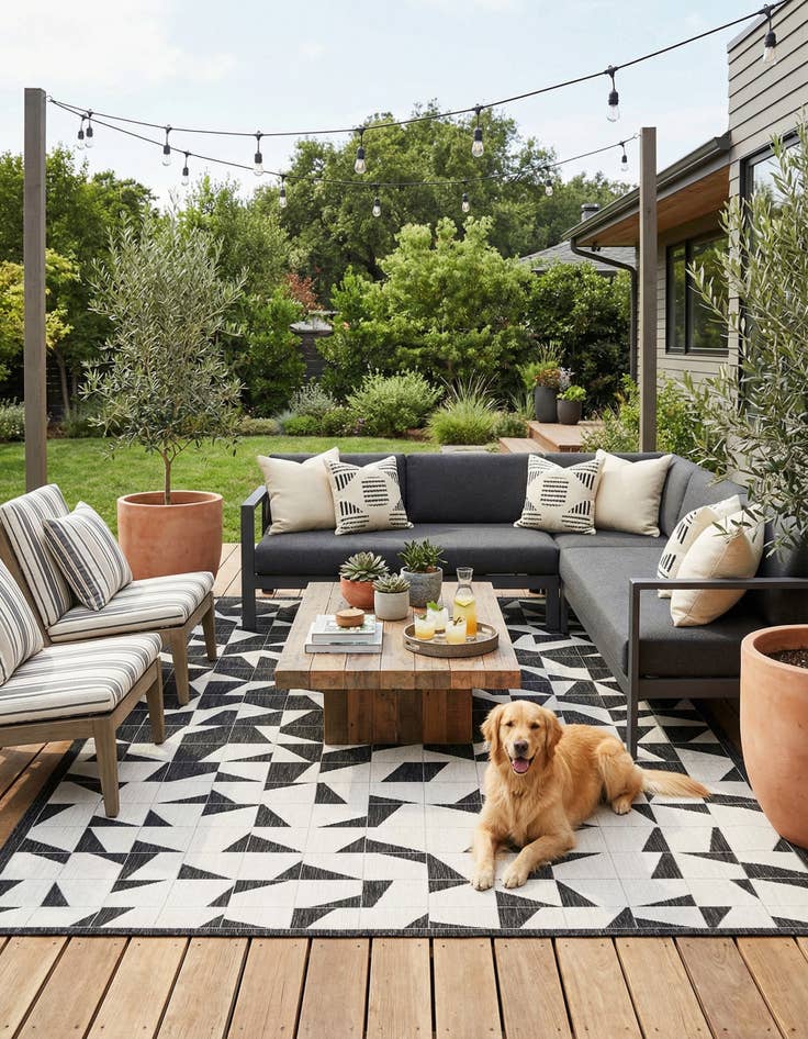 Detail image of 9' x 12'  Washable Modern Indoor / Outdoor Rug