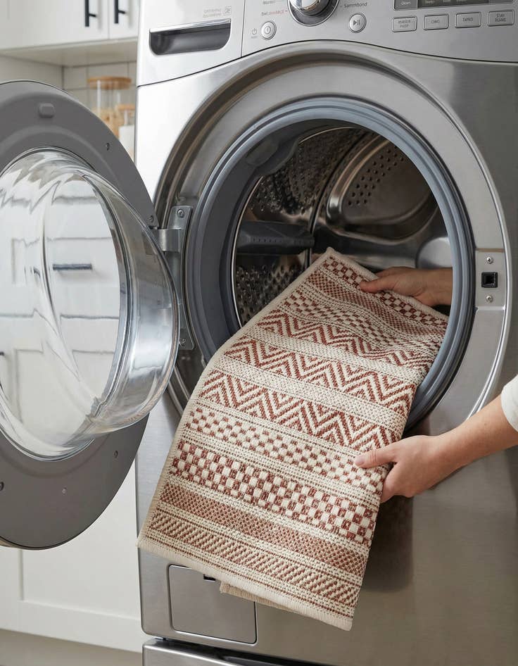 Detail image of 1' 4 x 1' 4  Washable Striped Indoor / Outdoor Sample Rug