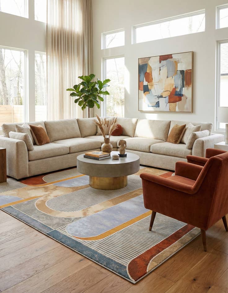 Detail image of  10' x 10'  Washable Modern Indoor / Outdoor Square Rug