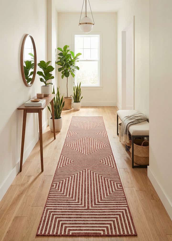 2' 7 x 12' Easy-Clean Modern Indoor / Outdoor Runner Rug
