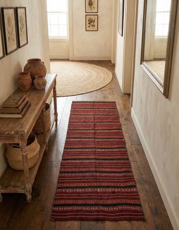 5' 4 x 11' 10 Hand Woven Kilim Fars Wool Runner Rug