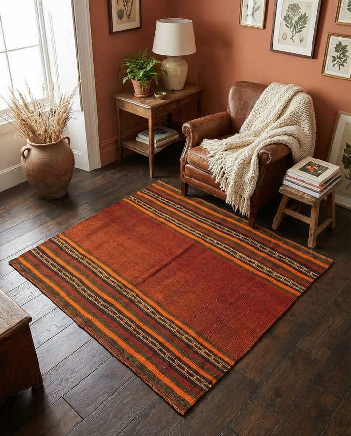 3' 9 x 3' 10 Hand Woven Kilim Fars Wool Square Rug