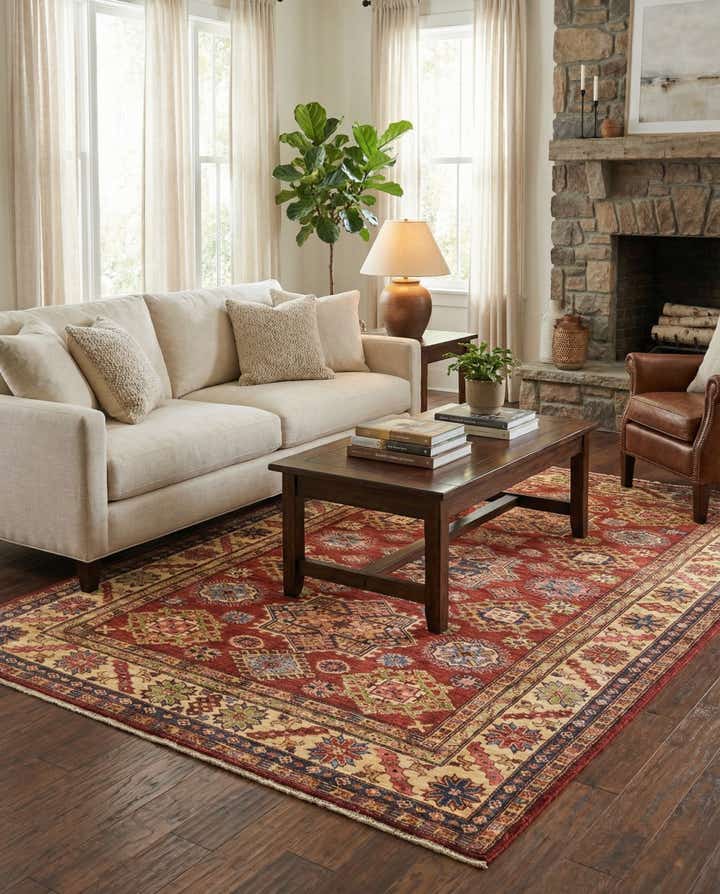 180cm x 245cm Hand Knotted Kazak Oriental Rug