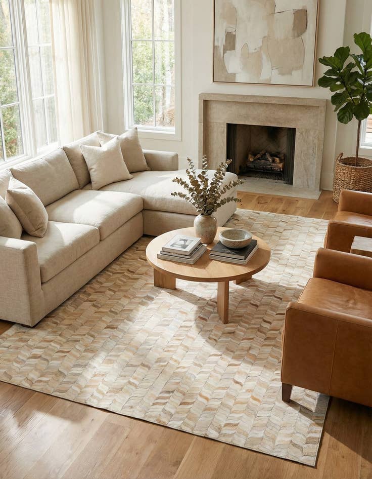 Detail image of 6' 8 x 9' 9 Cowhide Stocks Rug