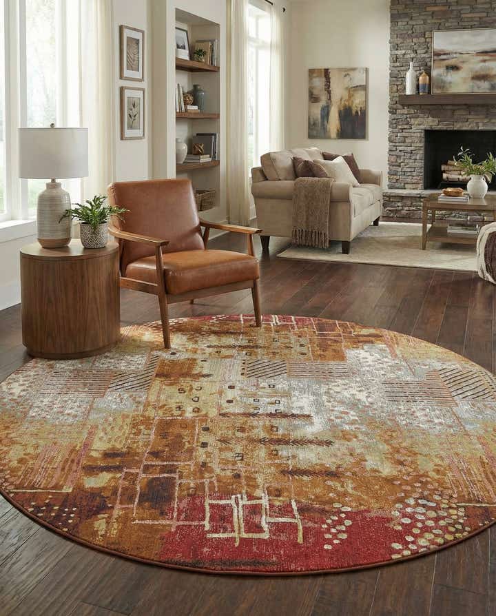 8' x 8' Easy-Clean Modern Indoor / Outdoor Round Rug