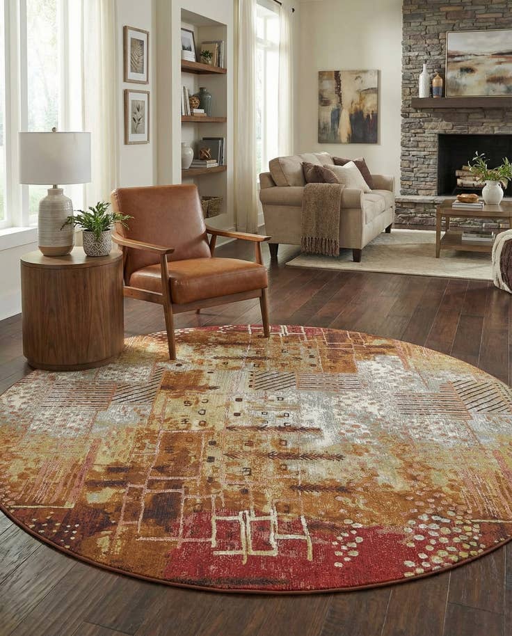 Detail image of 8' x 8' Easy-Clean Modern Indoor / Outdoor Round Rug