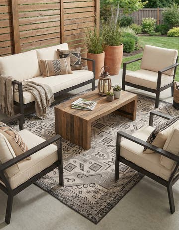 7' 10 x 10' Easy-Clean Aztec Indoor / Outdoor Rug
