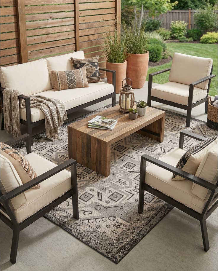 Detail image of 7' 10 x 10' Easy-Clean Aztec Indoor / Outdoor Rug