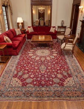9' 1 x 15' 6 Hand Knotted Sarough Persian Wool Rug