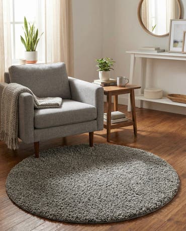  3' x 3' Solid Shag Round Rug