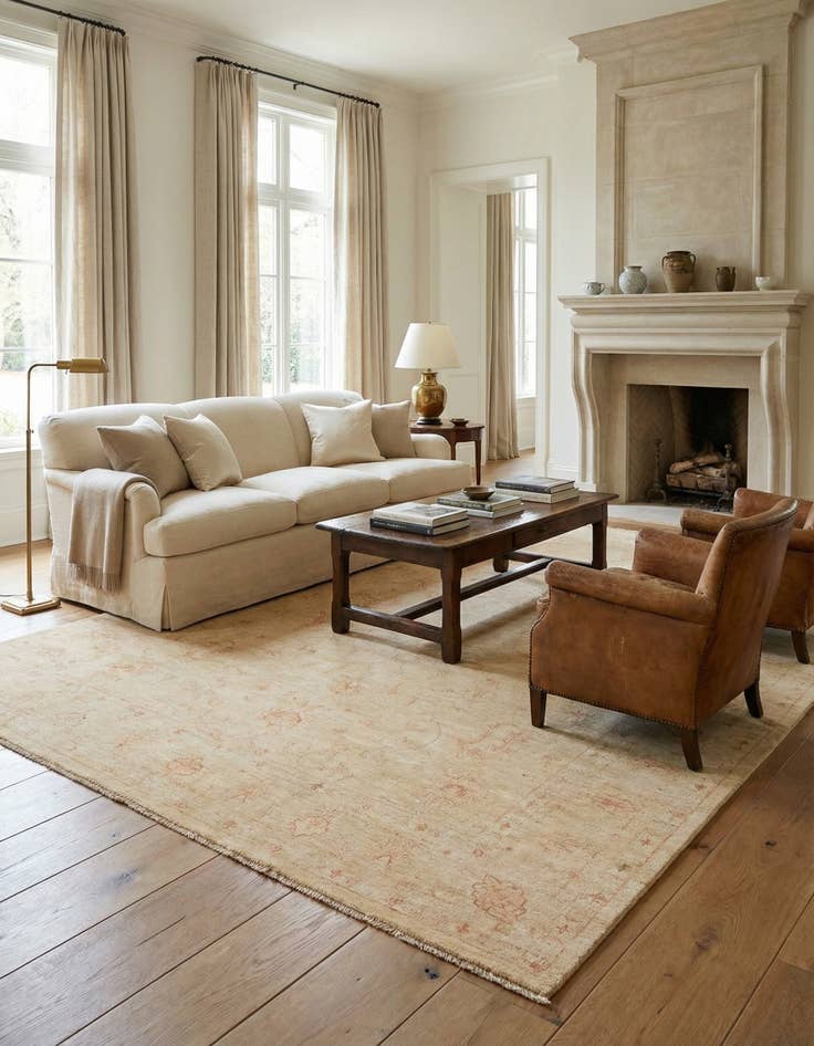 Detail image of  6' 10 x 10'  Hand Knotted Peshawar Ziegler Rug