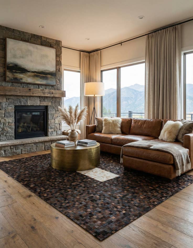 Detail image of 8' 1 x 10' Cowhide Stocks Rug