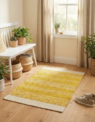 Sunshine Yellow Hand Woven Lariat Rug