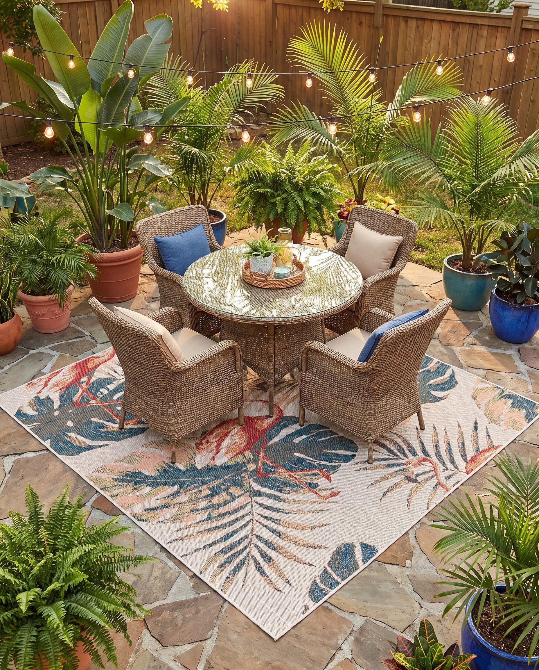 7' 10 x 7' 10 Easy-Clean Baja Indoor / Outdoor Square Rug